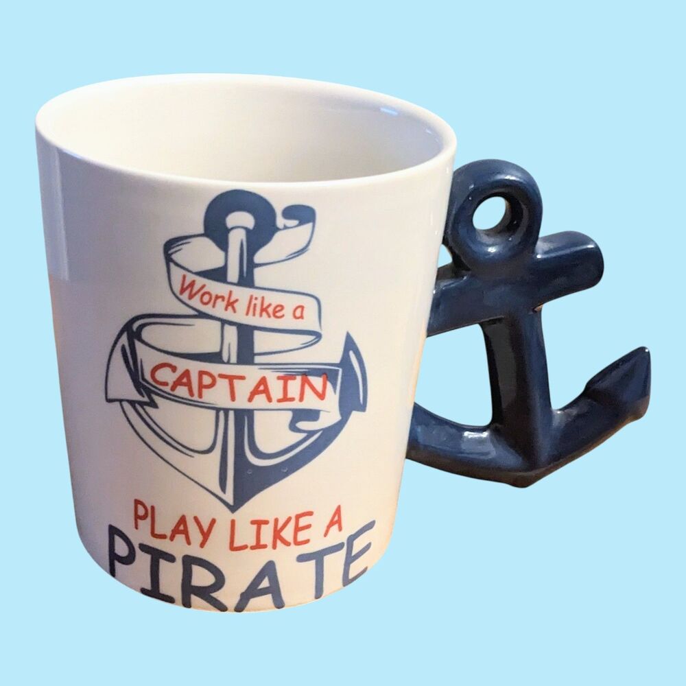 Nantucket Home Stoneware Coffee Mug 18 oz Captain Pirate Theme Anchor Handle